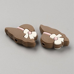 シリコンビーズ  ちょう結びのある帽子  キャメル  19x30x9mm  穴：3mm&nbsp;SIL-WH0010-11Q-46