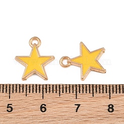 エナメルチャーム付き合金  スターのチャーム  ライトゴールド  きいろ  14x12x2mm  穴：1.3mm&nbsp;AL-CBA9C31-06G-F