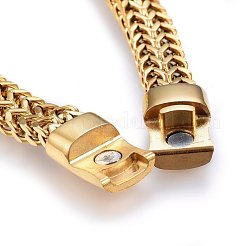 304ステンレスメッシュブレスレット  マグネットクラスプ付き  ゴールドカラー  8-1/4インチ（21cm）  9x4.5mm&nbsp;BJEW-L631-33G