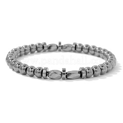 Synthetic Non-magnetic Hematite Twist Round Beaded Stretch Bracelets&nbsp;WG50776-01