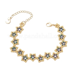 星型ガラスシードビーズブレスレット  304ステンレススチール製金具付き  ゴールドカラー  6-7/8インチ（17.5cm）&nbsp;BJEW-MZ00260