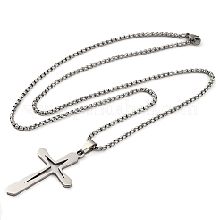 201 Stainless Steel Cross Pendant Necklaces&nbsp;NJEW-S007-01P