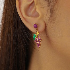 304 Stainless Steel Grape Dangle Stud Earrings&nbsp;EJEW-H163-01G