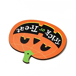 片面プリントウッドビッグペンダント  ハロウィンチャーム  カボチャ  120x126x3.5mm  穴：3.5mm&nbsp;WOOD-I010-08D