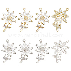 8Pcs 2 Colors Brass Micro Pave Clear Cubic Zirconia Pendants&nbsp;FIND-PH0021-01