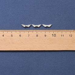 チベット風合金ビーズ  鉛フリー＆カドミウムフリー  天使の翼  銀  12x3x3mm  穴：1.5mm&nbsp;TIBE-FS0001-11