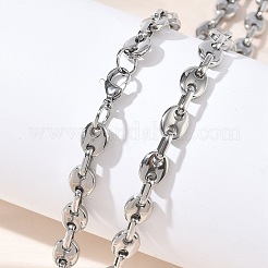 304ステンレススチール製コーヒー豆チェーンネックレス＆ブレスレットセット  ステンレス鋼色  610mm&nbsp;SJEW-D091-09P