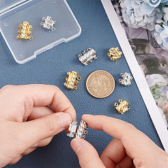 8セット4スタイル真鍮ボックスクラスプ  マルチ連クラスプ  コラム  プラチナ·ゴールデン  12~17x11.5~12x6.5mm  穴：1.8~2mm  2セット/スタイル&nbsp;KK-AR0002-89