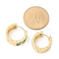 Brass Micro Pave Cubic Zirconia Hoop Earrings&nbsp;LS-EJEW-H152-01B-G