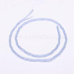 透明ガラスビーズ連売り  多面カット  ロンデル  コーンフラワーブルー  2.5x1.5~2mm  穴：0.5mm  約152~168個/連  11.5~12.5インチ&nbsp;EGLA-K010-A04