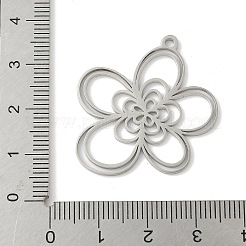 304ステンレスペンダント  花のチャーム  レーザー切断  変色防止  ステンレス鋼色  34x30x1.2mm  穴：2mm&nbsp;LS-STAS-V016-02P