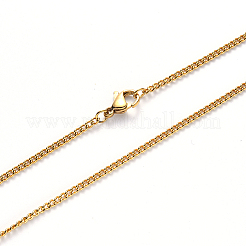 PVD真空メッキ304ステンレススチールカーブチェーンネックレス  カニカン付き  18KGP本金メッキ  リンク：2x1.5x0.4mm  19.68インチ（50cm）&nbsp;NJEW-S420-001A-G