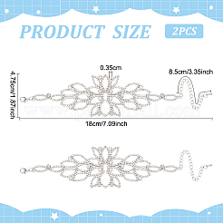 クリスタルラインストーンフラワーリンクブレスレット2個  女性のための合金ジュエリー  プラチナ  7-1/8インチ（18cm）&nbsp;BJEW-FG0001-02