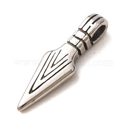 316ステンレススチールペンダント  矢印チャーム  ステンレス鋼色  17x5x3mm  穴：1.4mm&nbsp;SA-CBA7555-11AS