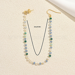 Brass Plastic Round Beads Long Stud Dangle Earrings for Women&nbsp;IU4158
