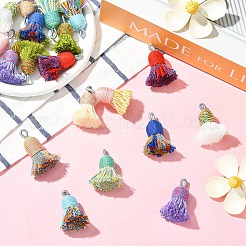 10Pcs 10 Colors Cotton Tassel Pendants&nbsp;FIND-YW0011-74
