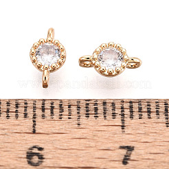 Brass Pave Cubic Zirconia Connector Charms&nbsp;KK-N276-04G-01