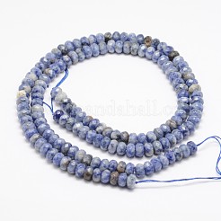 Faceted Natural Blue Spot Jasper Rondelle Beads Strands&nbsp;G-K090-05