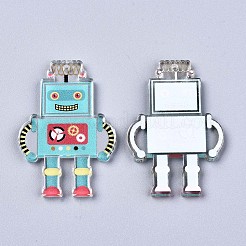透明プリントアクリルパーツ  ロボットの形  ライトブルー  44.5x30.5x3mm  穴：1.5mm&nbsp;KY-S163-178