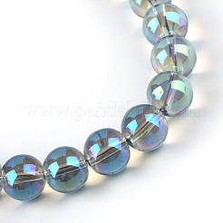 電気メッキガラスビーズセット  虹メッキ  ラウンド  ターコイズ  7.5x8.5mm  穴：1mm  約100~104個/連  70~74cm&nbsp;EGLA-Q062-8mm-A01