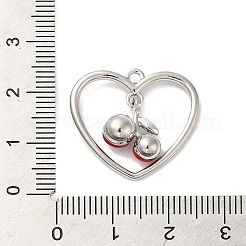 合金ペンダント  エナメル  桜のチャームが付いたハート  プラチナ  21.5x23x6mm  穴：1.6mm&nbsp;FIND-H045-09P