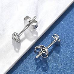 Lock 925 Sterling Silver Micro Pave Clear Cubic Zirconia Stud Earrings for Women&nbsp;EJEW-K307-03A-P