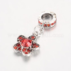 Flower Antique Silver Plated Alloy Rhinestone European Dangle Charms&nbsp;MPDL-K013-M