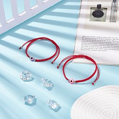 樹脂ナザールボンジュウ編組ビーズ ブレスレット  女性のための赤の調節可能なブレスレット  ミックスカラー  内径：2~3-1/2インチ（5.2~8.75cm）&nbsp;BJEW-JB08425-01