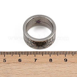 304ステンレススチール指輪  クモの巣  ステンレス鋼色  10mm  usサイズ7 1/4(17.5mm)&nbsp;RJEW-A074-02P