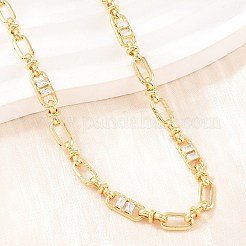 5MM Brass Pave Cubic Zirconia Oval Link Chain Necklaces&nbsp;NJEW-D324-02G-02