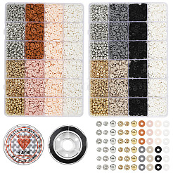 DIY ポリマー粘土ビーズ & CCB プラスチックビーズブレスレット作成キット  ブラック  5~6x0.5~1mm  穴：1.2mm&nbsp;DIY-YW0012-06B