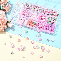 DIY ポリマー粘土ブレスレット ビーズ ジュエリー作りキット  ピンク  ビーズ：335個/セット&nbsp;DIY-YW0010-60