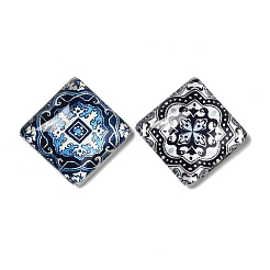 ガラスカボション  花模様の正方形  20x20x6.5mm  20個/袋&nbsp;GLLA-Q087-01A-01A