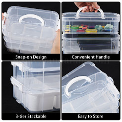 3層プラスチックハンドル付きオーガナイザーボックス  長方形  ホワイト  26.7x17.5x18.5cm&nbsp;CON-WH0095-212A