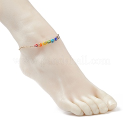 Multi-Colored Handmade Evil Eye Lampwork Anklets&nbsp;AJEW-AN00514-02