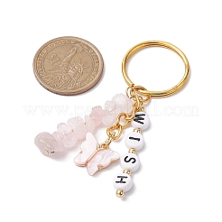 Alloy Enamel Acrylic with Natural Rose Quartz Keychain&nbsp;KEYC-JKC00806-02
