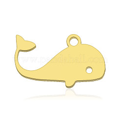 イオンプレーティング（IP）201ステンレスペンダント  クジラ  18KGP本金メッキ  10.5x18x1mm  穴：1.6mm&nbsp;STAS-N090-LA878-2