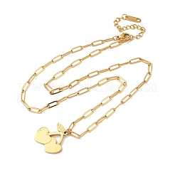 女性用チェリー 304 ステンレス ペンダント ネックレス  18KGP本金メッキ  18.31インチ（46.5cm）&nbsp;NJEW-M106-01G