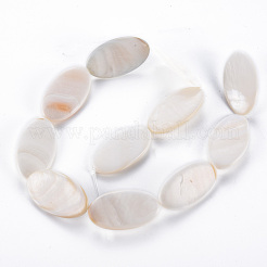 天然淡水シェルビーズ連売り  オーバル  貝殻色  34~35x19~20x4~5mm  穴：0.6mm  約11個/連  14.96インチ（38~38.5cm）&nbsp;SHEL-N026-169
