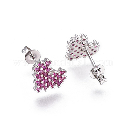 Brass Micro Pave Cubic Zirconia Stud Earrings&nbsp;EJEW-F201-10P