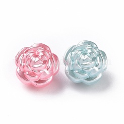 パール調アクリルビーズ  ローズ  ミックスカラー  11.5x12x11mm  穴：1.8mm&nbsp;X-OACR-E013-21