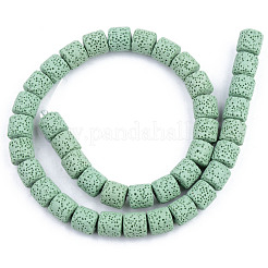 合成溶岩岩ビーズ連売り  染め  コラム  アクアマリン  10x10mm  穴：2mm  約39個/連  15.35インチ（39cm）&nbsp;G-S359-171B