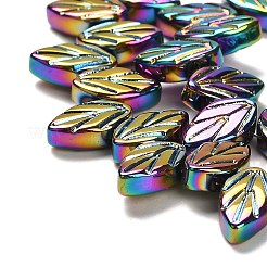 電気メッキガラスビーズセット  葉  カラフル  11x7x4mm  穴：0.8mm  約100個/連  23.15~23.50''（58.8~59.7センチメートル）&nbsp;EGLA-B004-02A-FP02