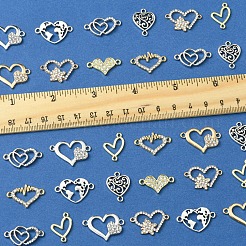 36 個 9 スタイル合金リンクコネクター  ハートリンク  ゴールデン＆シルバー  12~19x13.5~25x1~3mm  穴：1.2~2mm  4個/スタイル&nbsp;FIND-FS0003-16