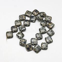 合成ターコイズビーズ連売り  染め  菱形  ブラック  17~19x17~19x4~7mm  穴：1.5mm  約24個/連  15.7インチ&nbsp;G-Q468-10A