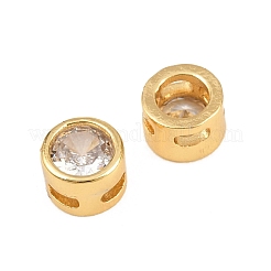Brass Micro Pave Clear Cubic Zirconia Beads&nbsp;KK-Z162-02G