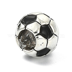 サッカーシーズン 合金 エナメル ヨーロピアンビーズ  サッカーファン向けの大きな穴のビーズ  アンティークシルバー  サッカー  10.5x9.5mm  穴：5mm&nbsp;FIND-G113-07AS-03