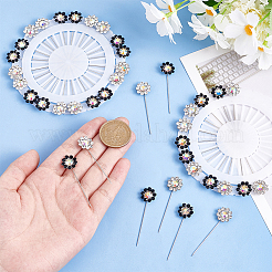 Alloy Rhinestone Flower Long Pins&nbsp;FIND-WH0111-322