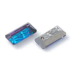 エンボスガラスラインストーンペンダント  長方形  多面カット  バミューダブルー  14x7x4.2mm  穴：1.5mm&nbsp;GLAA-J101-07A-001BB
