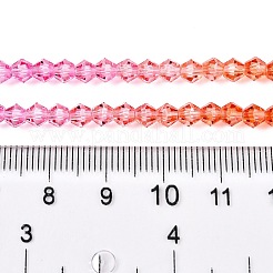 グラデーションカラーの焼き絵用塗料、ガラスビーズの束  多面カット  双円錐形  カラフル  4.5x4mm  穴：0.8mm  約80~85個/連  30~32cm&nbsp;DGLA-A039-T4mm-A04